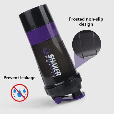 Logotipo personalizado 2 capas de gimnasio Protein Shaker botella con organizador de píldoras y almacenamiento 16oz
