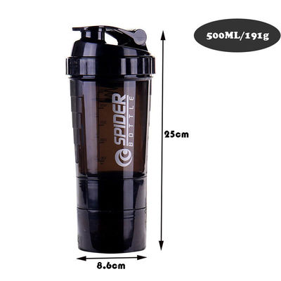 Logotipo personalizado 2 capas de gimnasio Protein Shaker botella con organizador de píldoras y almacenamiento 16oz