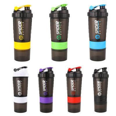 Logotipo personalizado 2 capas de gimnasio Protein Shaker botella con organizador de píldoras y almacenamiento 16oz
