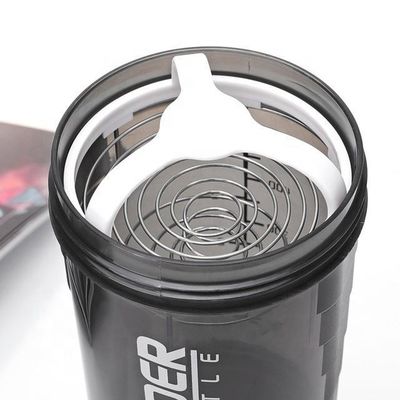 500 ml Botella de agua de tres capas de plástico para gimnasio, acondicionamiento físico, batidora de proteínas para deportes al aire libre