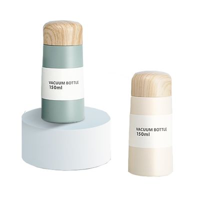 Flasca de vacío de botella de agua de acero inoxidable 304 Mini con tapa de grano de madera de color personalizado