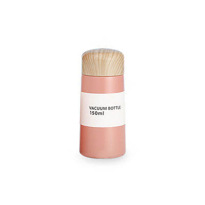 Flasca de vacío de botella de agua de acero inoxidable 304 Mini con tapa de grano de madera de color personalizado