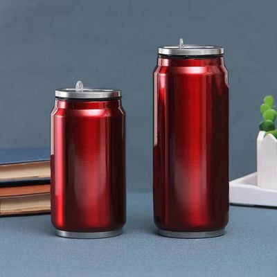 Cola de acero inoxidable de doble pared puede embotellar latas de termo al vacío con tapa de paja flexible