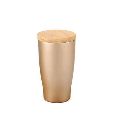 Taza de café aislada al vacío de acero inoxidable 350ml BPA libre Taza de pared doble con tapa de bambú