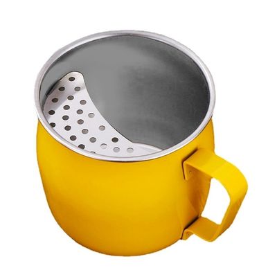 Suministro directo 304 Taza de té de acero inoxidable Taza portátil de grado alimenticio con filtro de media luna