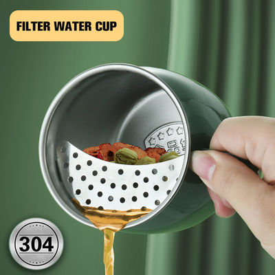 Suministro directo 304 Taza de té de acero inoxidable Taza portátil de grado alimenticio con filtro de media luna