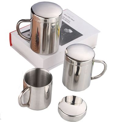 SUS 304 de acero inoxidable de doble pared Copa de café y té de campamento con tapa Viajes sostenibles