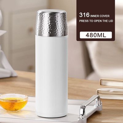 Taza recta 316 de acero inoxidable con tapa de resorte Botella de té portátil con filtro de té