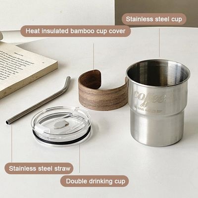 Taza de té de café de acero inoxidable con logotipo de impresión personalizado y mangas contra quemaduras