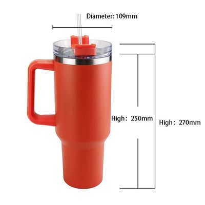 Estilo de diseño clásico 40 oz de acero inoxidable tumbler al aire libre con mango y paja para OEM