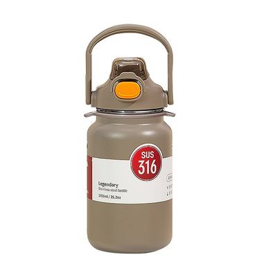 Taza térmica para té y bebidas 1300ml Botella de agua portátil de acero inoxidable Logotipo gris