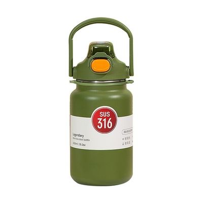Taza térmica para té y bebidas 1300ml Botella de agua portátil de acero inoxidable Logotipo gris