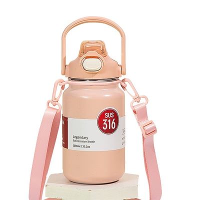Taza térmica para té y bebidas 1300ml Botella de agua portátil de acero inoxidable Logotipo gris