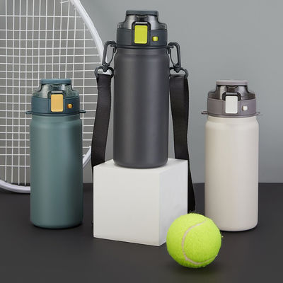 Flasco de vacío de 600 ml con agarre térmico aislante botella deportiva de acero inoxidable