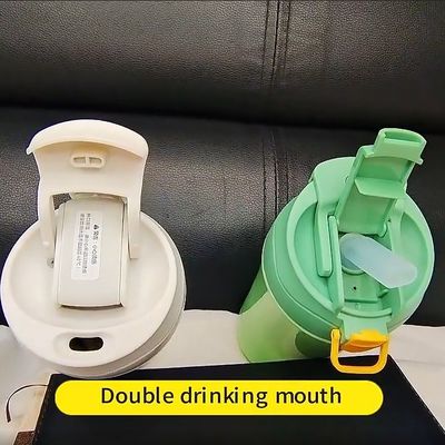 Botella de agua de oficina de 15 oz de vacío de doble pared aislada de viaje taza de café con tapa de silicona