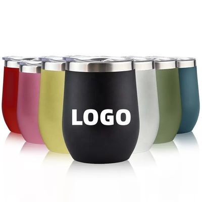 Oportunidad de campamento 12 oz de acero inoxidable aislado en forma de huevo taza con tapa de calidad alimentaria PP