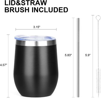 Oportunidad de campamento 12 oz de acero inoxidable aislado en forma de huevo taza con tapa de calidad alimentaria PP