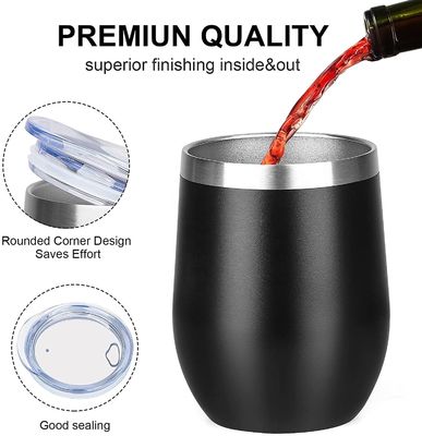 Oportunidad de campamento 12 oz de acero inoxidable aislado en forma de huevo taza con tapa de calidad alimentaria PP