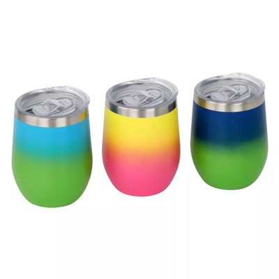 Oportunidad de campamento 12 oz de acero inoxidable aislado en forma de huevo taza con tapa de calidad alimentaria PP