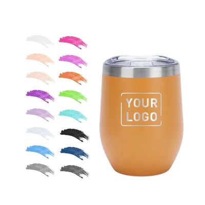 12 oz de doble pared de acero inoxidable de viaje taza de café aislada de vacío de forma de huevo tazas de vino tumbler