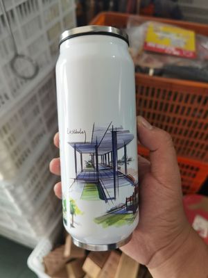 12 oz 17 oz de doble pared de acero inoxidable lata de soda tumbler con tapa de paja portabebidas
