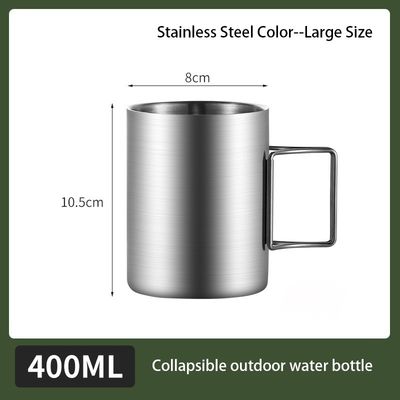 OEM de acero inoxidable de suministro directo Taza de pared doble Taza de campamento con mango plegable