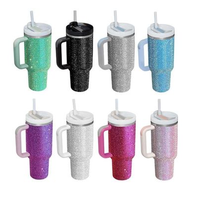 Taza de color frío reutilizable personalizable de 300 ml/400 ml de doble pared con tapa de diamante