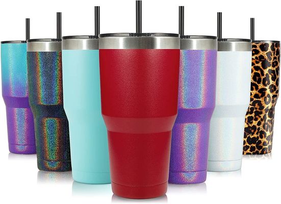 Acero inoxidable delgado Tumbler 30 Oz Mantenga el bebida caliente frío 12-24 horas Función para viajar