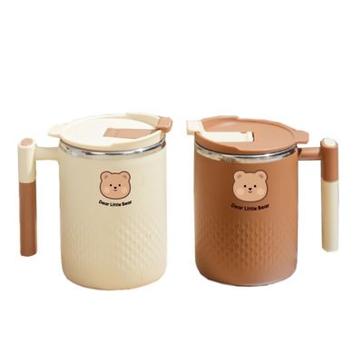 HANDGRIP Taza de café de acero inoxidable Taza de agua aislante con pegatina de oso