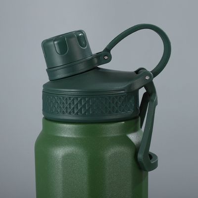 Pavo Azul Vacuo Deportivo Flasca térmica de acero inoxidable Botella de agua deportiva con empuñadura