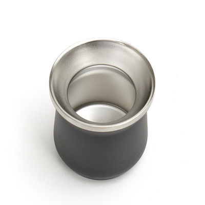 Taza de café de acero inoxidable 304 de doble pared con logotipo personalizado de Yerba Mate aislada