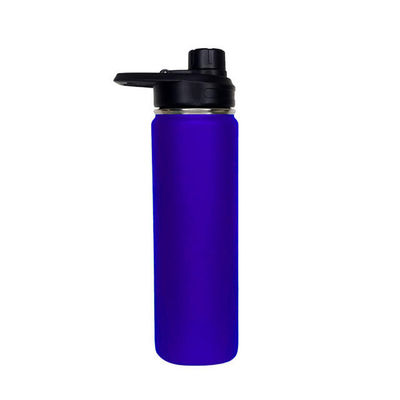 Botella de agua aislada a vacío de doble pared con logotipo personalizado y tapa de bebida recta