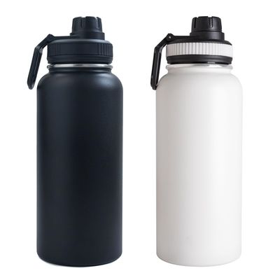 Botella de acero inoxidable con doble pared de 32 oz botella deportiva con tapa de mango botella de agua de vacío