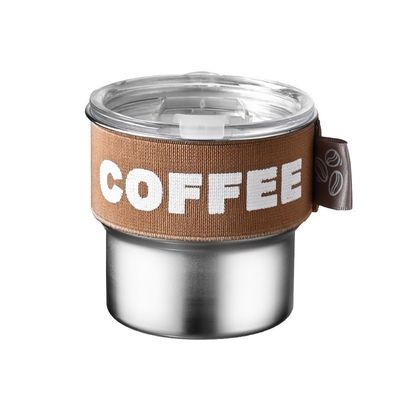 Taza de café de acero inoxidable 304 con tapa portátil y compacta
