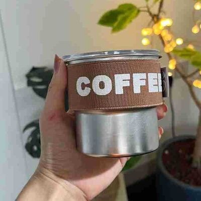 Taza de café de acero inoxidable 304 con tapa portátil y compacta