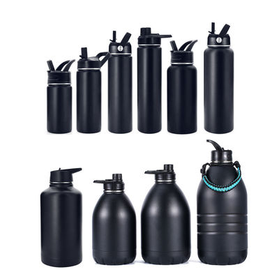 Flasco aislado con tapa 18/8 de acero inoxidable Sport Directo Botella de bebida negra 550ml