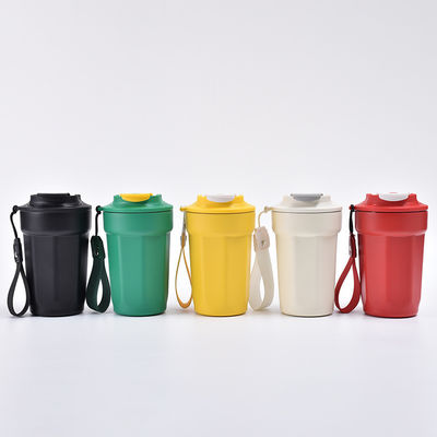Taza de café personalizada de acero inoxidable amarillo con tapa y aislamiento al vacío