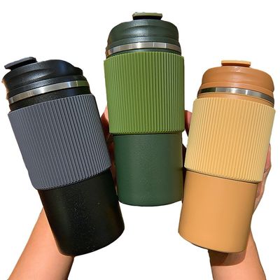 OFFICE CUP 450ml de acero inoxidable de doble pared Taza de café de viaje con estuche de silicona