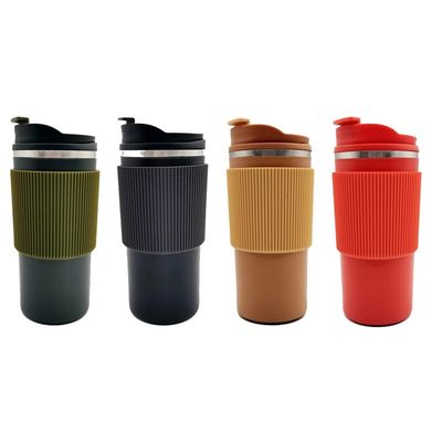 OFFICE CUP 450ml de acero inoxidable de doble pared Taza de café de viaje con estuche de silicona