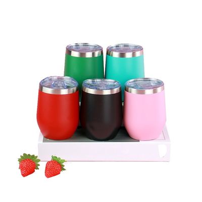 Tumbler de vino de huevo de acero inoxidable con revestimiento en polvo de color y aislamiento de doble pared