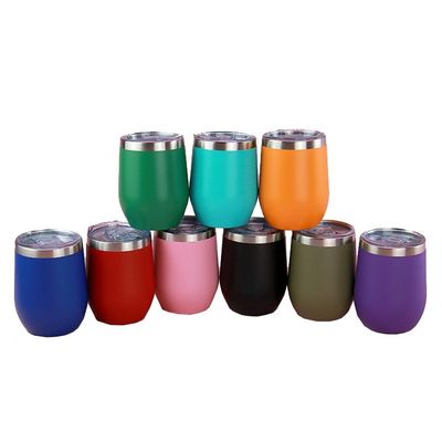 Tumbler de vino de huevo de acero inoxidable con revestimiento en polvo de color y aislamiento de doble pared