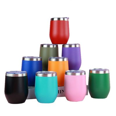 Ventaja ecológica Popular linda taza de vacío de 12 onzas en forma de huevo con doble pared con tapa