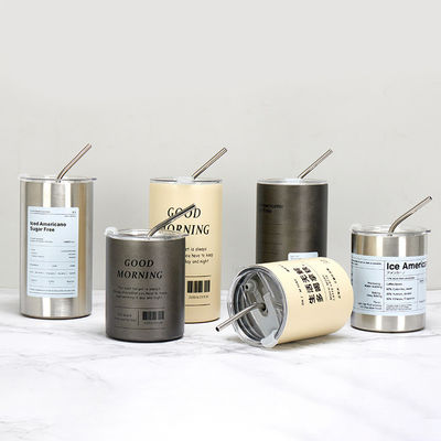 Diseño contemporáneo de acero inoxidable delgado tumbler 320ML/600ML con tapa y paja