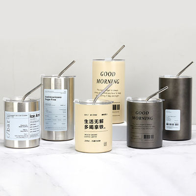 Diseño contemporáneo de acero inoxidable delgado tumbler 320ML/600ML con tapa y paja