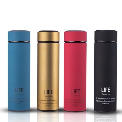 Flasca de vacío térmico de acero inoxidable de doble capa de goma recubierta de 500 ml para gimnasio