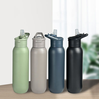 Botella aislada para deportes al aire libre 32 oz de acero inoxidable Flasca de vacío con tapa de plástico