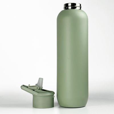 Seguridad 32 oz / 1000 ml de doble pared de vacío aislado botella de agua de acero inoxidable con tapa de paja