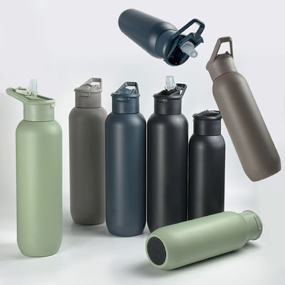 Seguridad 32 oz / 1000 ml de doble pared de vacío aislado botella de agua de acero inoxidable con tapa de paja