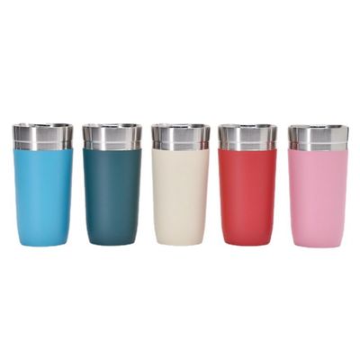 16 oz de doble pared de acero inoxidable de vacío aislado de viaje taza de café con tapa de plástico