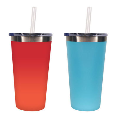 Logotipo personalizado Botella de agua de acero inoxidable de 500 ml con copa recta y pajitas de tumbler